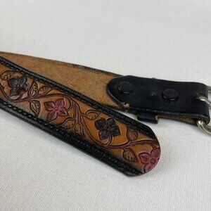 Little Girls Tooled Leather Western Belt Floral "Sue" Silver Buckle